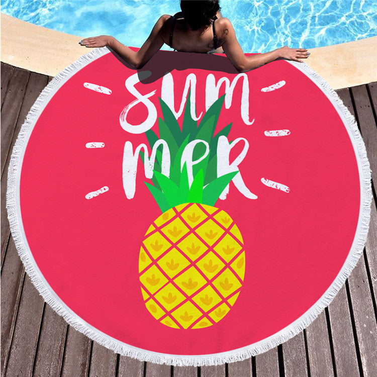 Rund Strandhandduk Somriga Motiv - Stor & Färgglad | 150cm