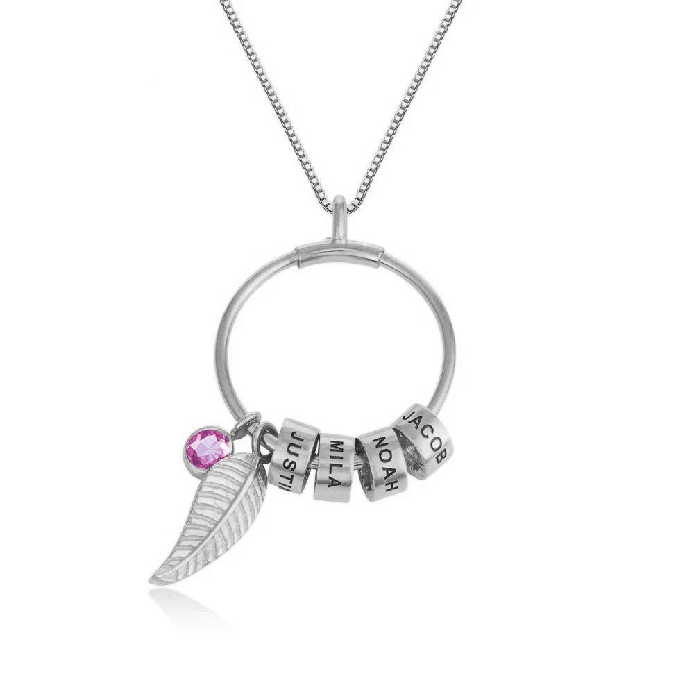 Halsband Birthday Stone Circular Bead Rostfritt stål