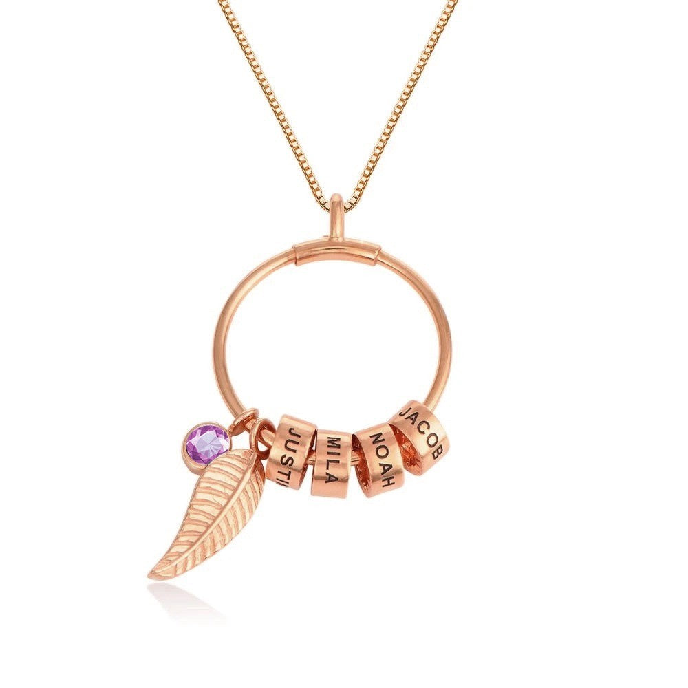 Halsband Birthday Stone Circular Bead Rostfritt stål