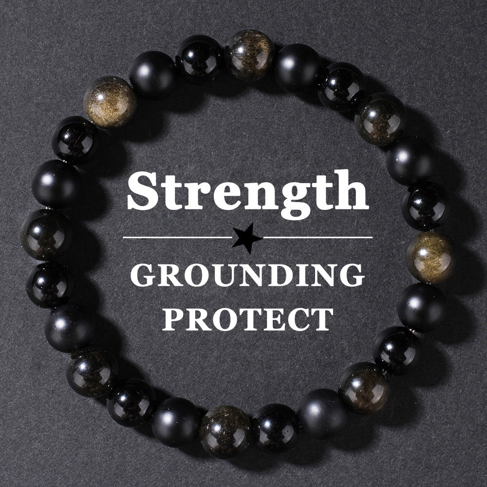 Stärkande armband av naturstenar Svart Agat