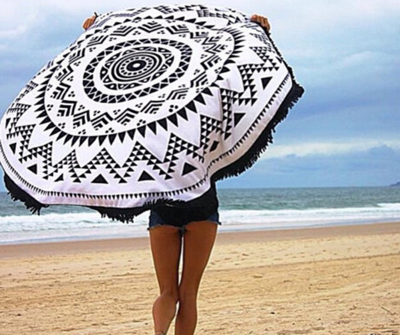Rund strandhandduk