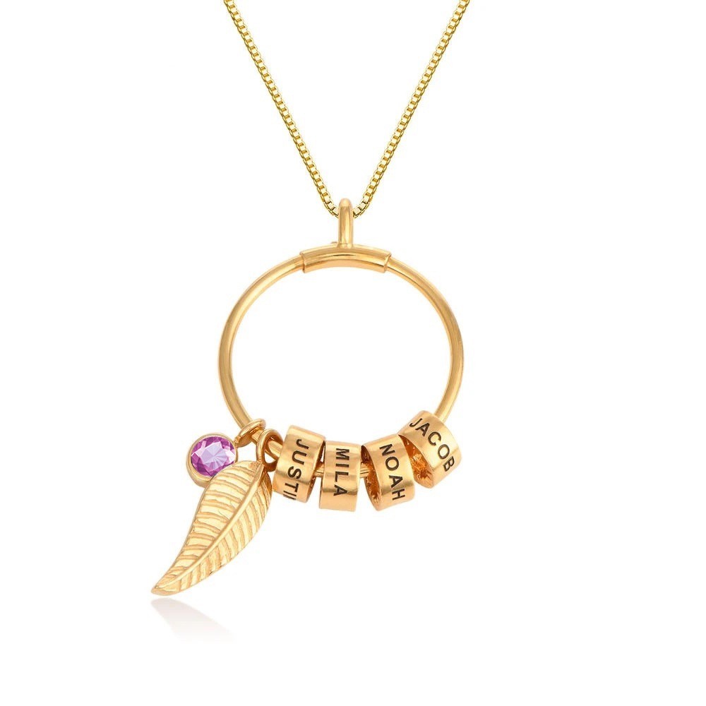 Halsband Birthday Stone Circular Bead Rostfritt stål