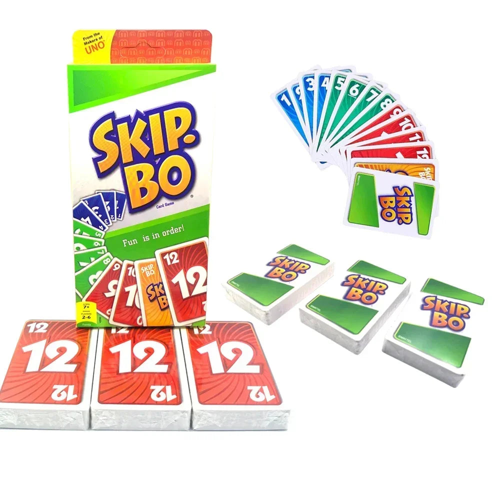 Skip-Bo Kortspel - Klassiskt Familjespel för 2-6 Spelare | Roligt Strategispel