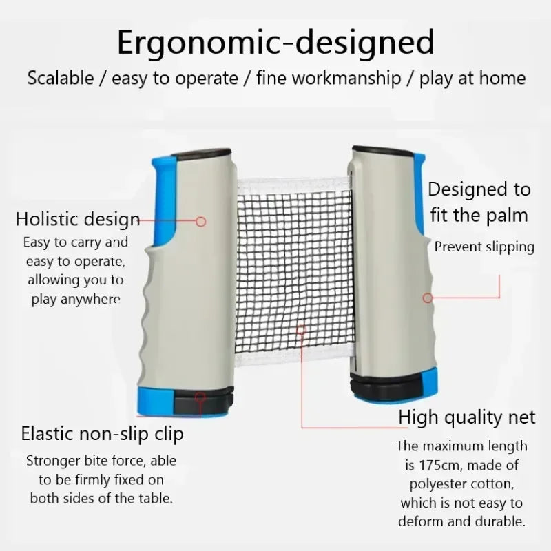 Portabelt Bordtennisnät - Spela Var Som Helst | Justerbart & Hopfällbart