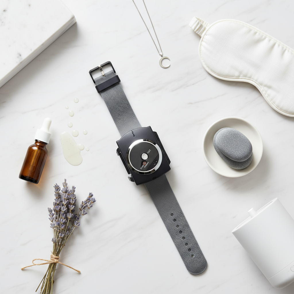 Anti-snarkningsapparat flat lay