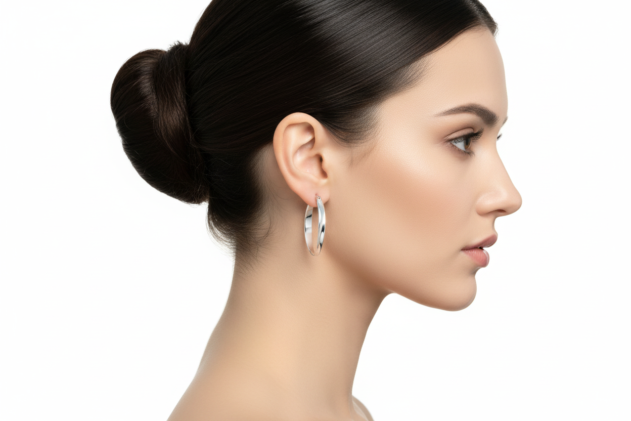 Elegant profil med håret uppsatt