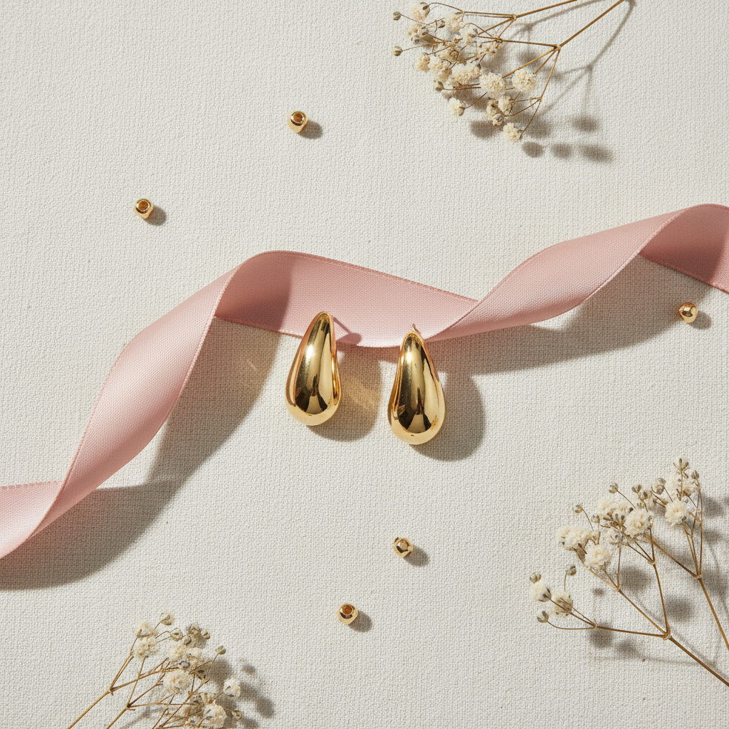 Flat-lay komposition med droppörhängen