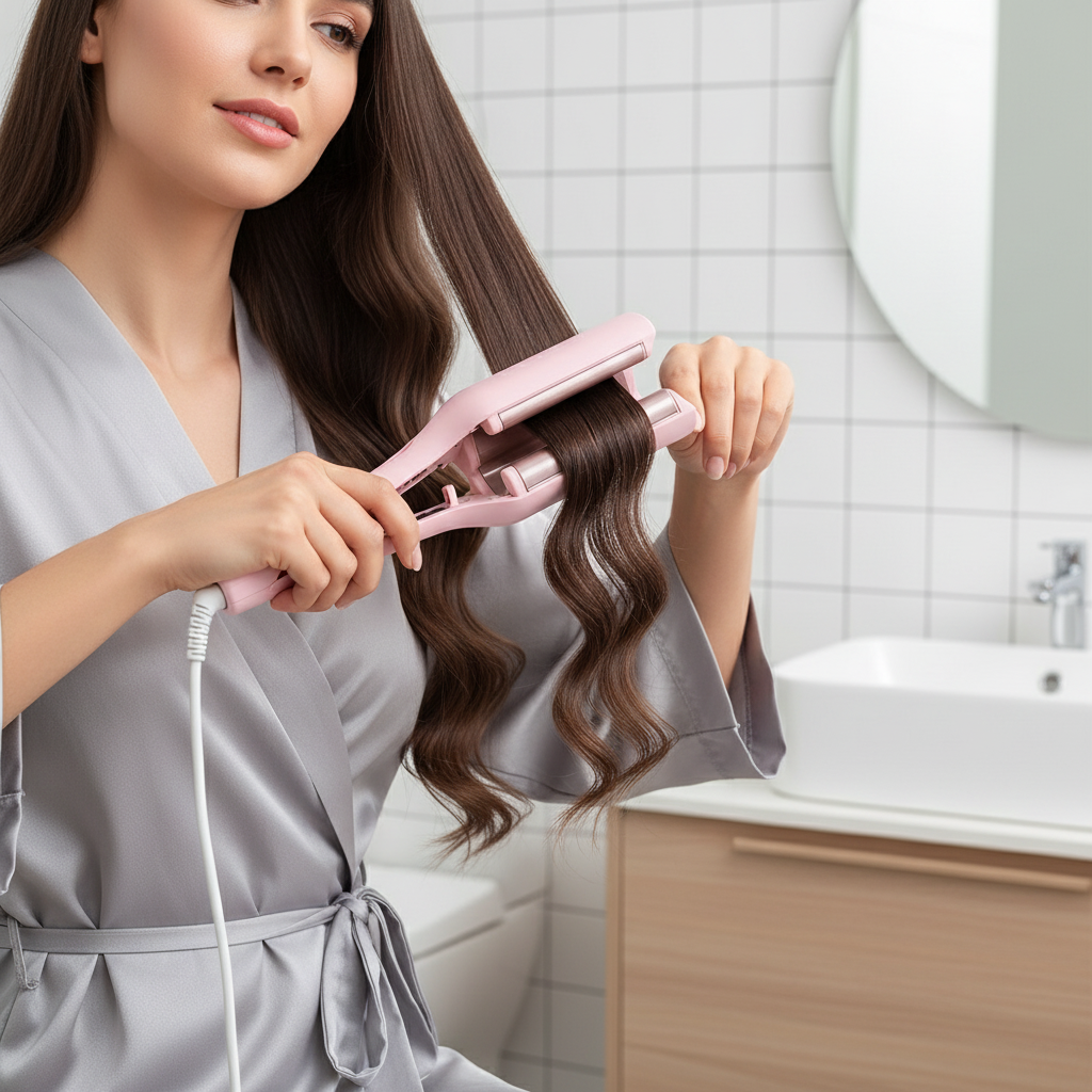 Kvinna använder locktång