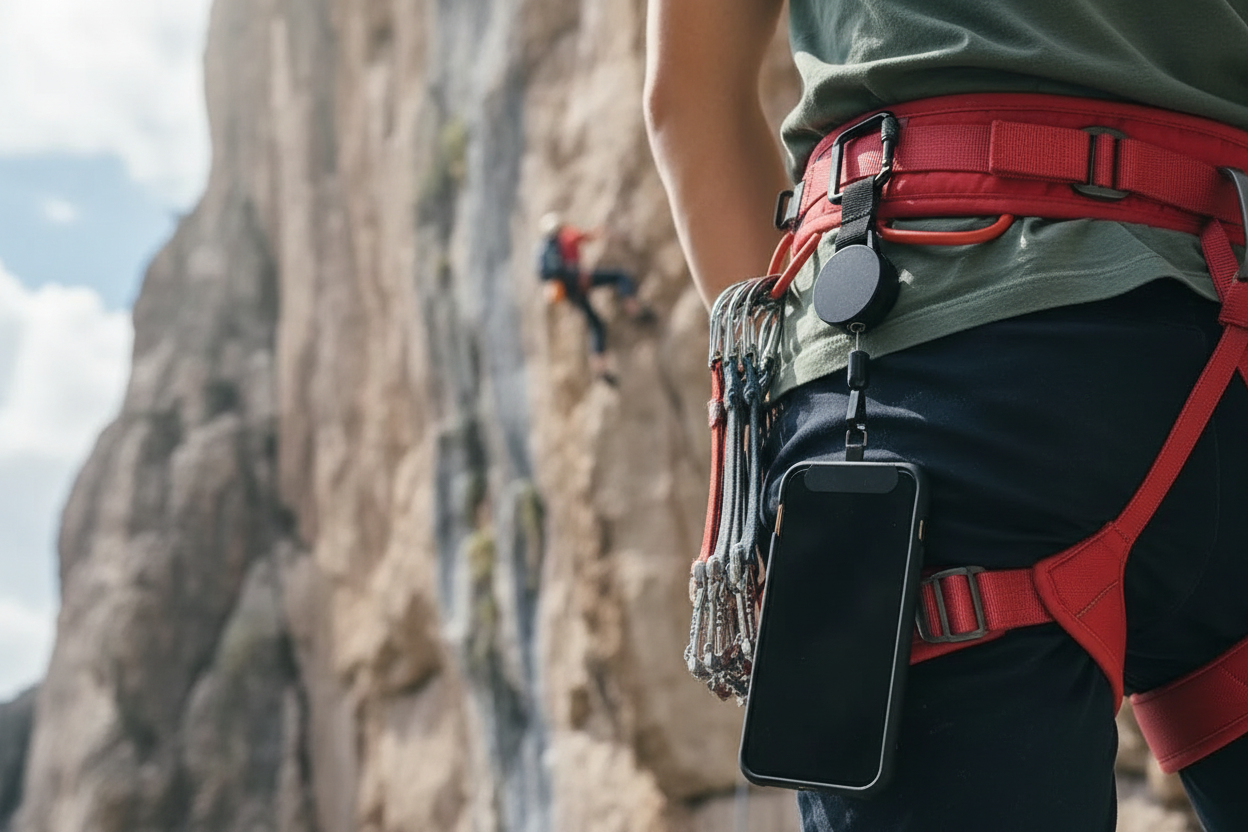 Mobilhållare vid klättring
