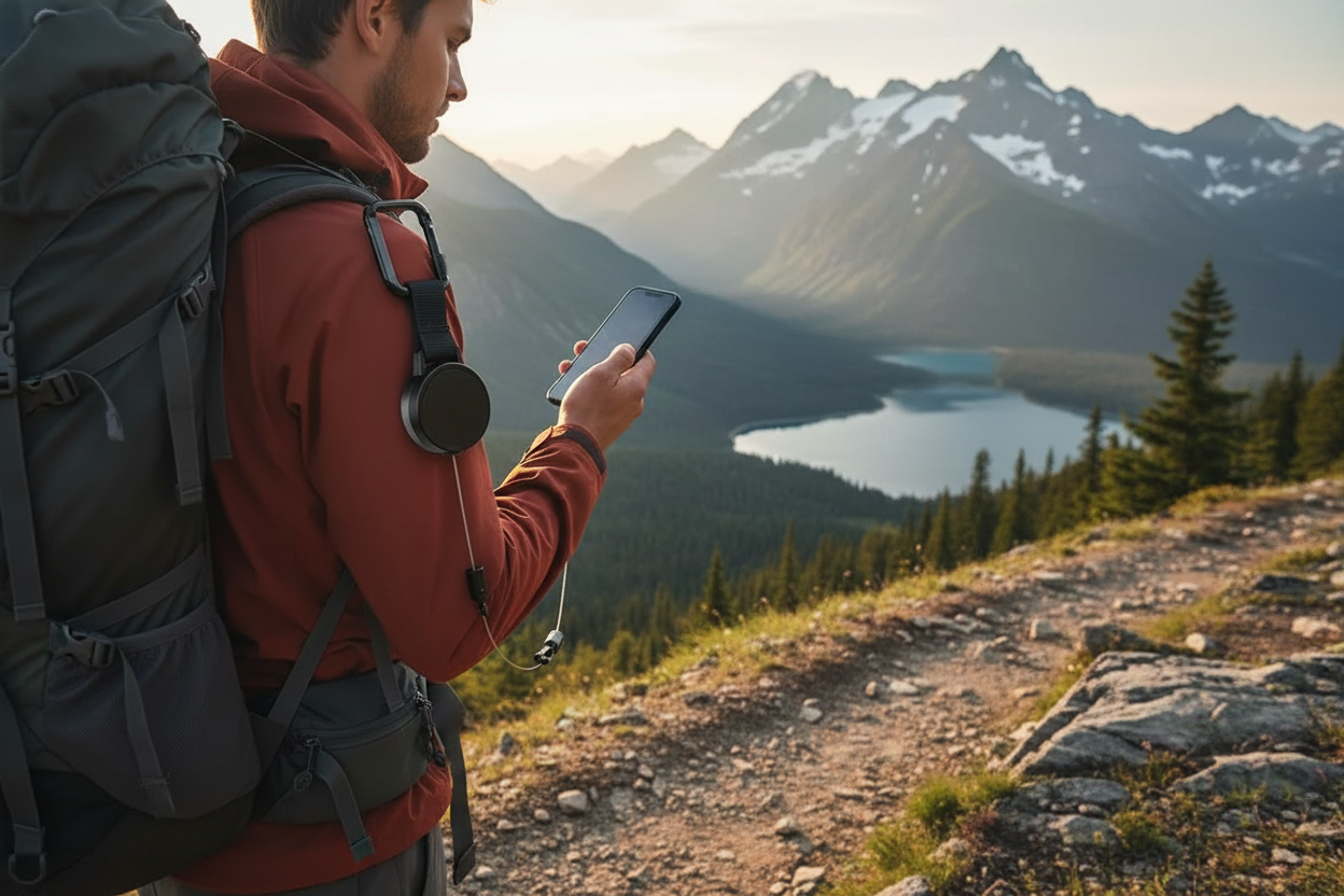 Mobilhållare vid vandring