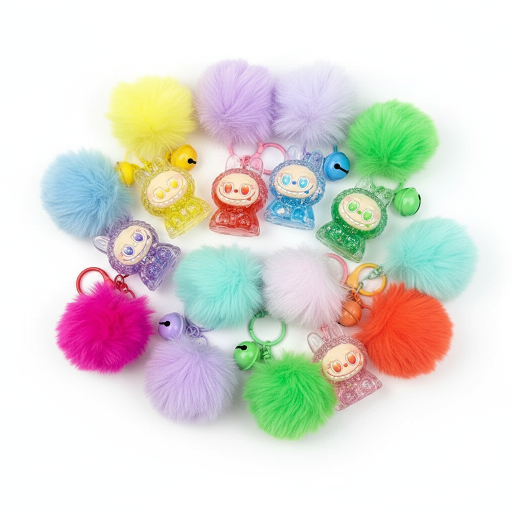 Nyckelringar med plyschbollar - översikt