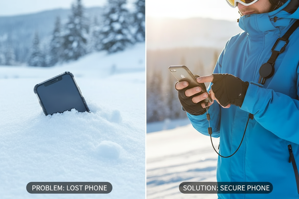 Problem och lösning - Mobil i snö vs säker med produkten