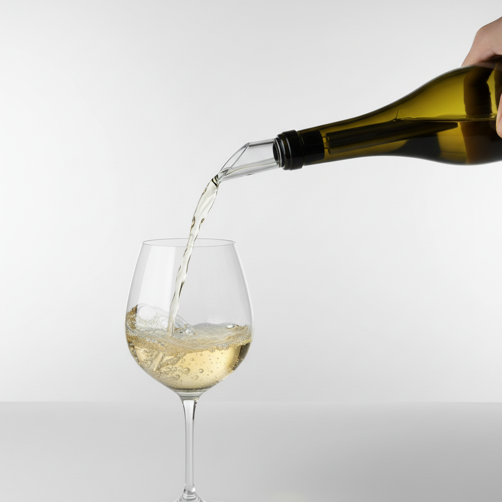 Vinkylare häller vin från vinklad flaska