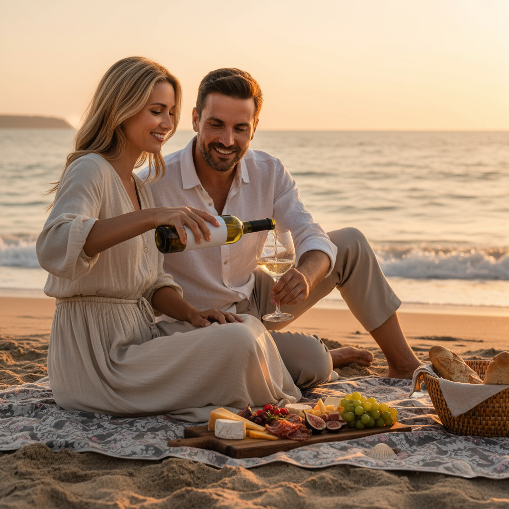 Vinkylare vid strandpicknick